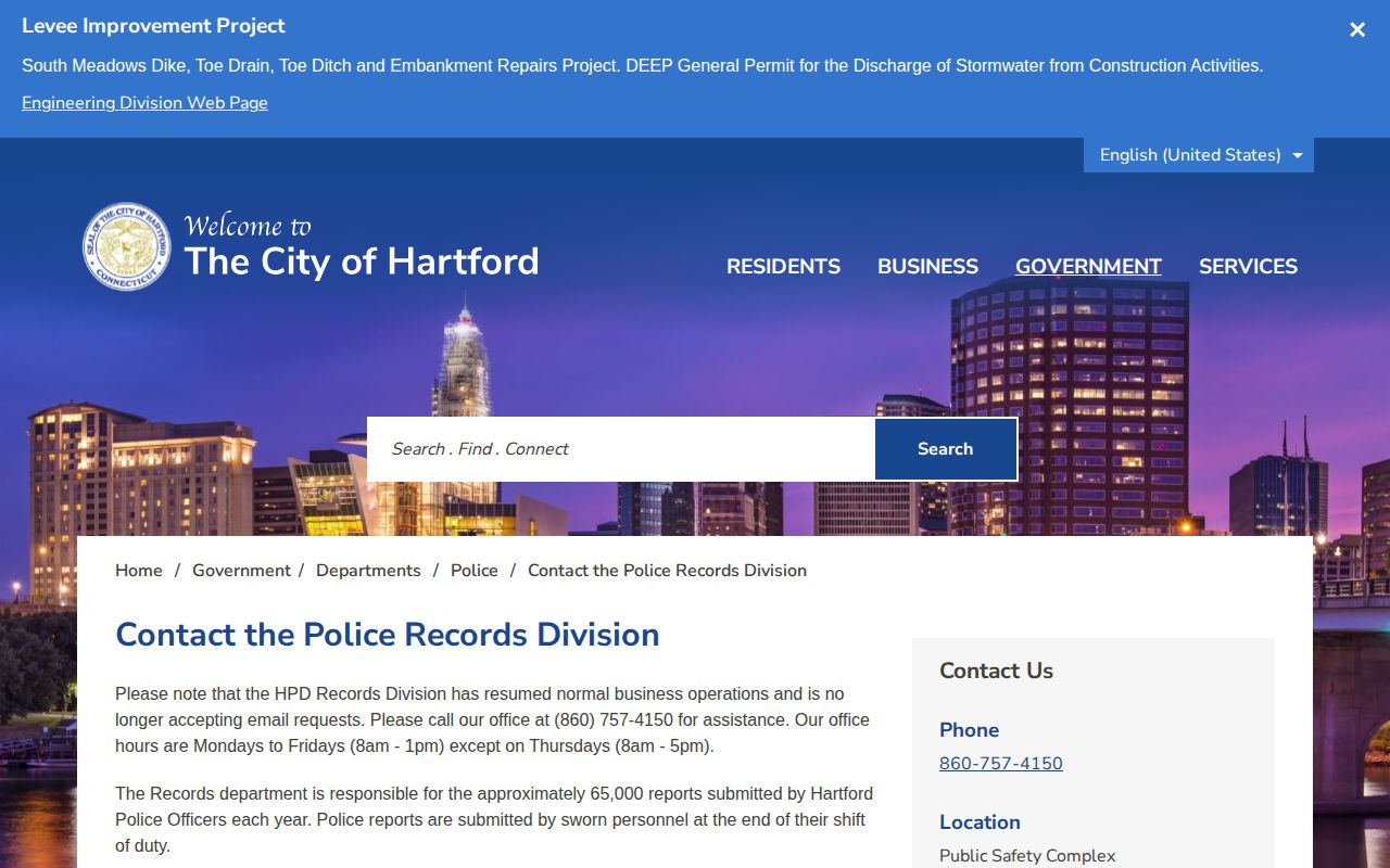 Hartford 24-hour release records contact at the Police Records Division