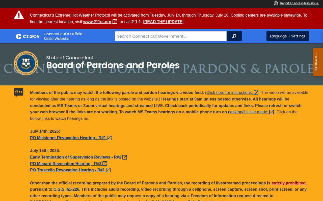 Hartford parole eligibility and post-release supervision rules